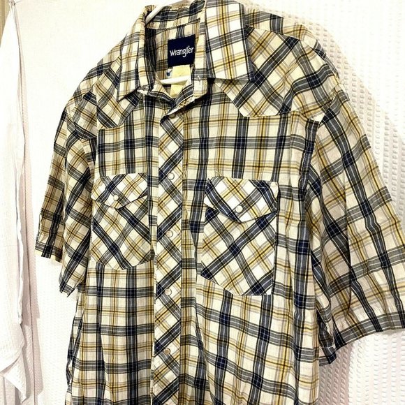Wrangler Western Plaid Short Sleeve Pearl Snap - Picture 3 of 5